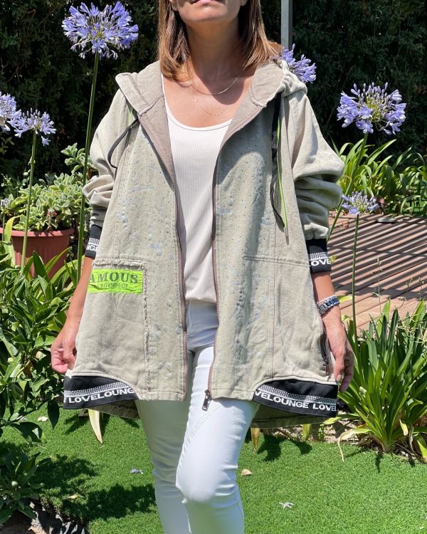 Casaca brillos oversize beige - Imagen 5